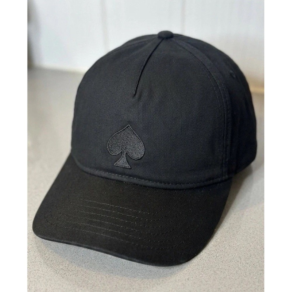 Kate Spade New York Black Spade Baseball Hat Cap Size: OSFM Stretch Cotton VGUC
